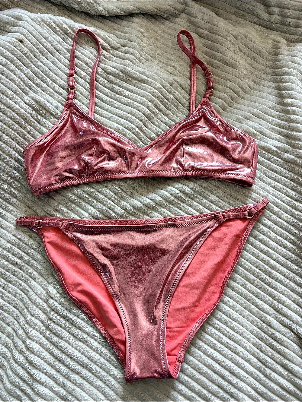 Aerie Metallic Pink Bikini Set NWOT